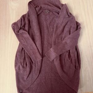 Barefoot Dreams cozychic lite‎ open front knit cardigan size XS/S pockets wine